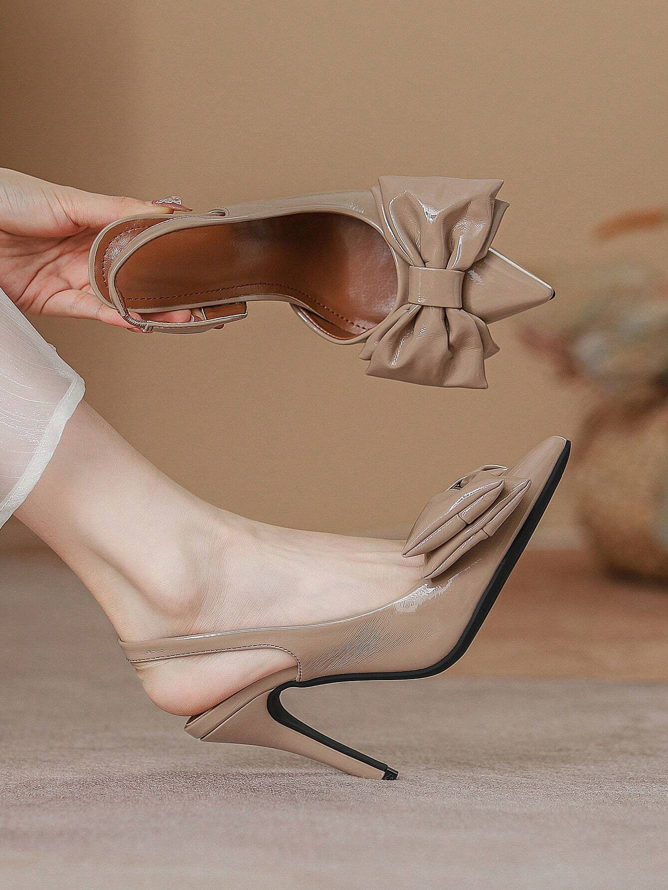 Tacones altos de lazo para mujer, tacones ultra altos elegantes y sexys con punta puntiaguda y co... | SHEIN