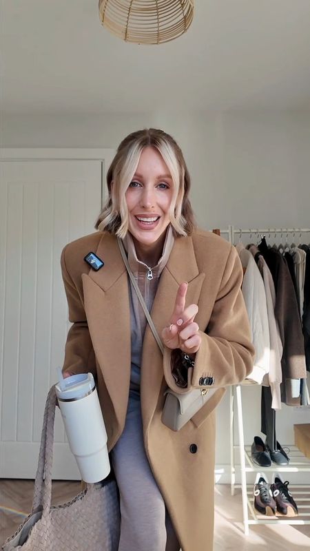 Varley loungewear outfit for travelling to London - camel coat sold out (similar linked) #30daysofoutfits #loungewear 

#LTKVideo #LTKfitness #LTKeurope