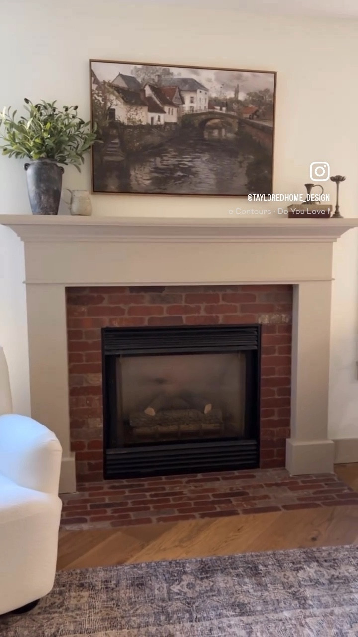 Fireplace remodel, mantle makeover, Amazon finds, magnolia, brick fireplace, transitional decor, loloi rug, Wayfair finds, olive branches, vase

#LTKFindsUnder50 #LTKHome
