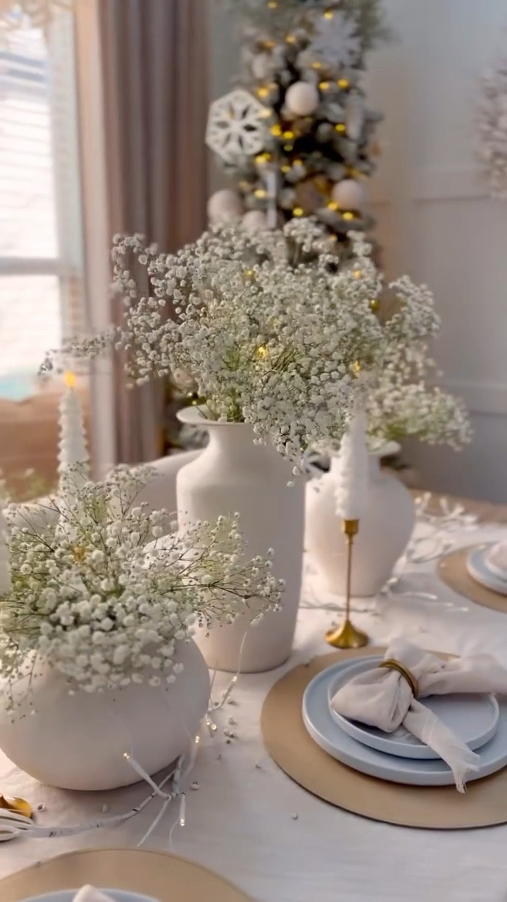 A Simple & Beautiful Winter Tablescape ❄️ 

You really don’t have to spend a lot to create a beautiful holiday table. For this winter tablescape, I kept it practical with affordable linens and the sweetest touch of fresh baby’s breath. Simple, cozy, and so easy to recreate for any holiday gathering. Hope this gives you a little inspo for your next winter dinner at home.

#wintertablescape #holidaytabledecor #cozyhomes #simpledecor #affordabledecor #tablescapestyling #holidayinspo #winterdecorideas #budgetfriendlyhome #tablescapetips

#LTKHoliday #LTKHome