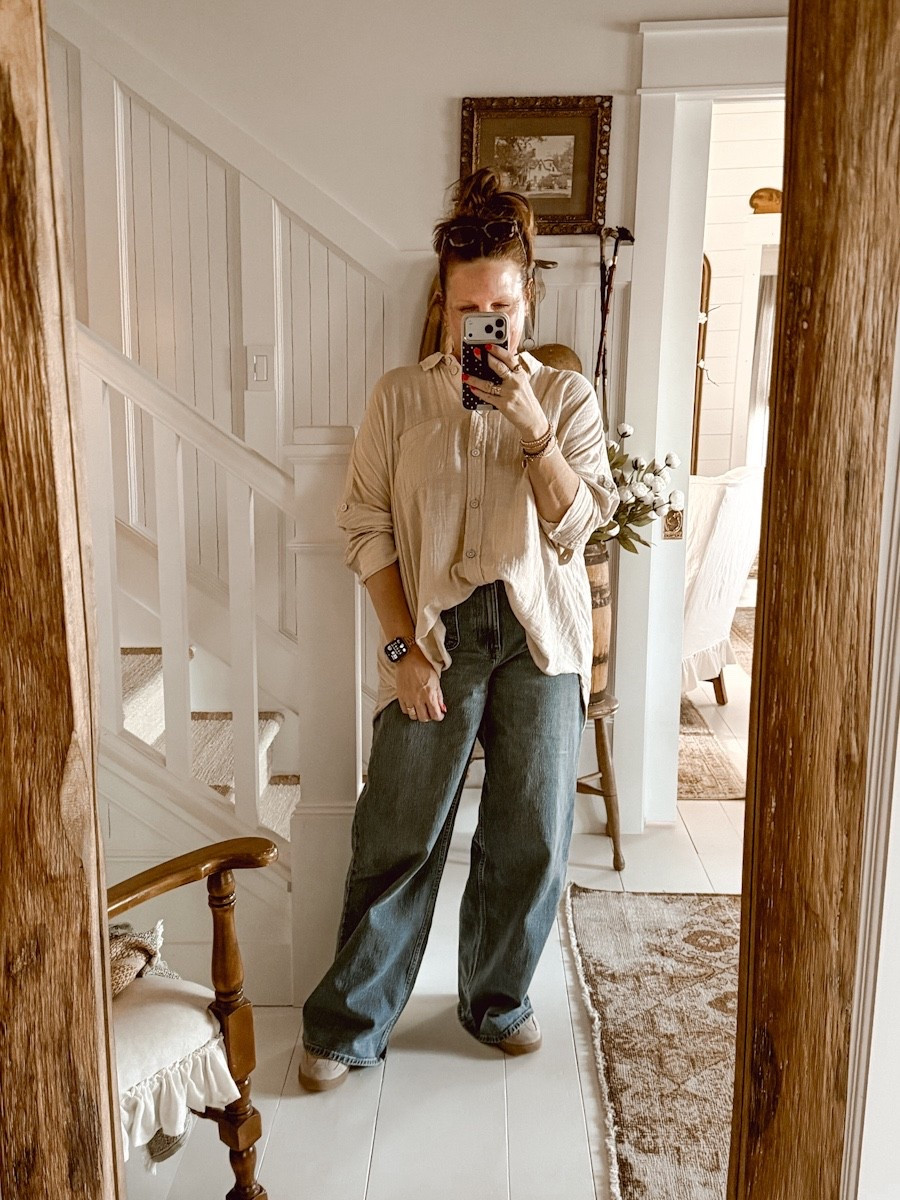 Comfy collected outfit of the day.  Top runs large - size down. Pants run small - go up a size  

#LTKOver40 #LTKMidsize