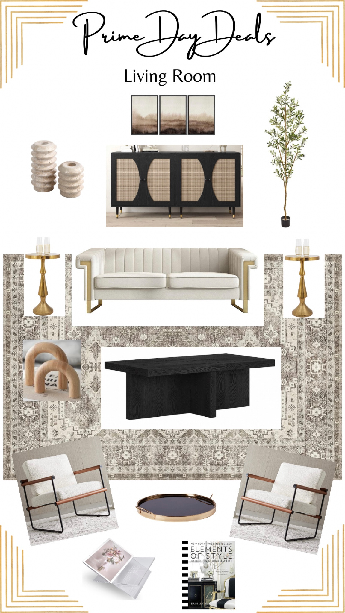 Amazon Prime Day Living Room!
Shop this modern transitional living/family room with pops of black in the coffee table, sideboard, and home décor but still keeping things neutral with furniture and rug. Warm everything up with touches of gold in the martini tables and accents on the chesterfield couch.
#amazonprimeday #salealert #livingroom
#familyroom #looksforless #modern #transitional

#LTKFind #LTKsalealert #LTKhome