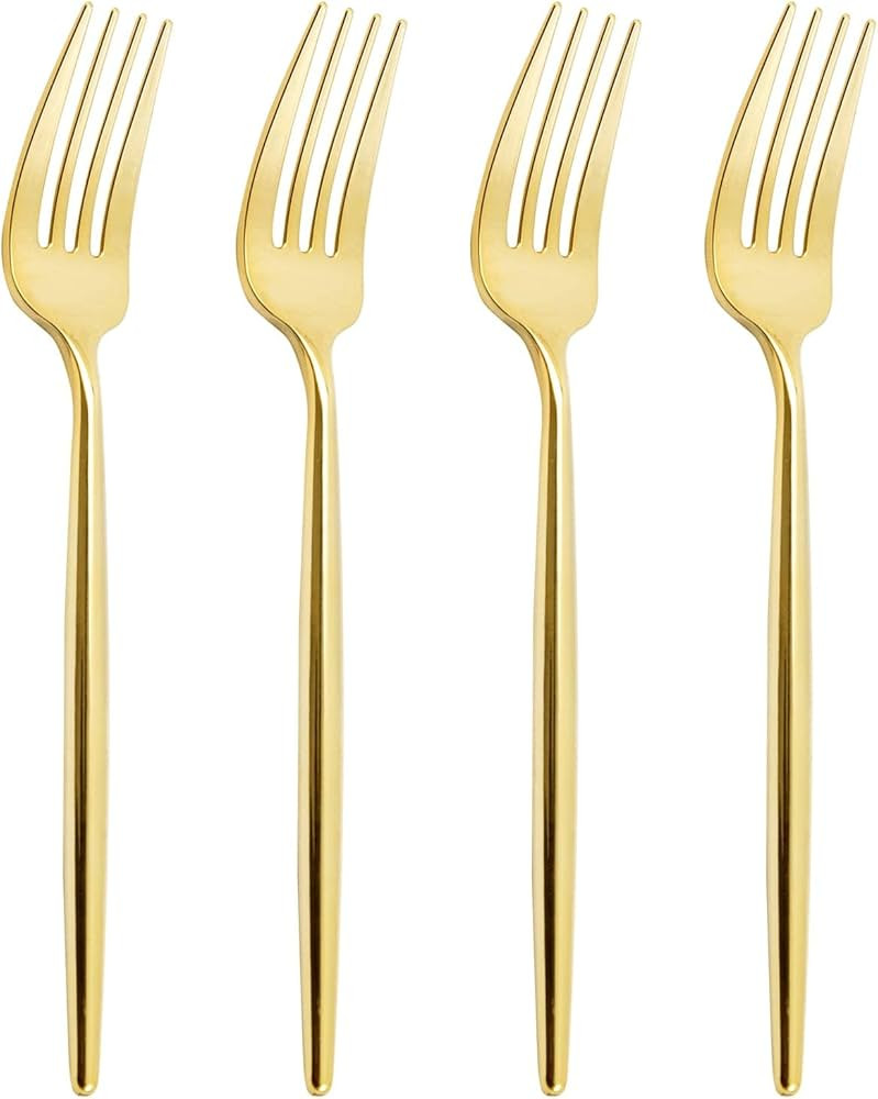 U-QE 180Pcs Gold Plastic Forks, Disposable Heavy Duty Plastic Forks, Heavyweight Plastic Forks, G... | Amazon (US)