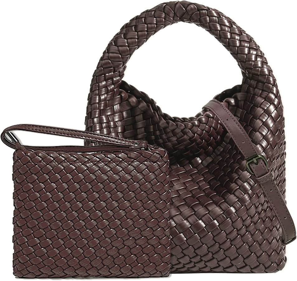 JINMANXUE Small Woven Bag for Women Cute Hobo Tote Handbag Mini Clutch Purse Vegan Leather Crossb... | Amazon (US)