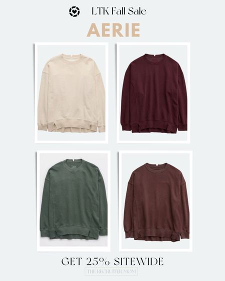 Fall sweatshirts from Aerie
Now on sale! Get 25% off site wide!

Fall, Fall fashion, sweatshirts, crew necks, oversized, cozy, casual, white sweater

#LTKSeasonal #LTKSale #LTKstyletip