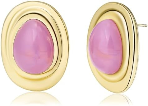 Acrylic Gold Stud Earrings Chunky Statement Vintage Jewelry for Women | Amazon (US)