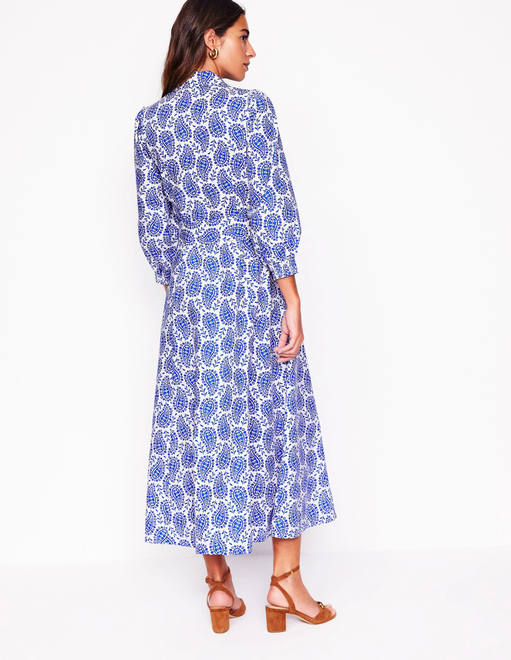 Clara Cotton Shirt Dress-Bright Blue, Paisley Heart | Boden (US)
