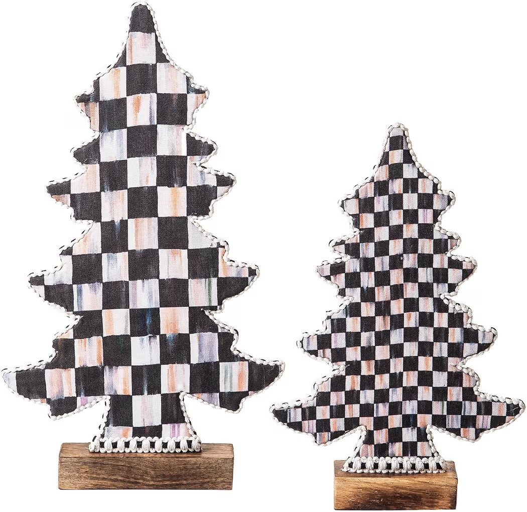 MACKENZIE-CHILDS Tabletop Christmas Tree, Decorative Tree for Christmas Decor, Set of 2, Black-an... | Amazon (US)