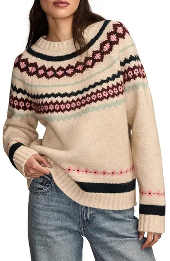 Lucky Brand Fair Isle Crewneck Sweater in Oat Milk Beige at Nordstrom Rack, Size Large | Nordstrom Rack