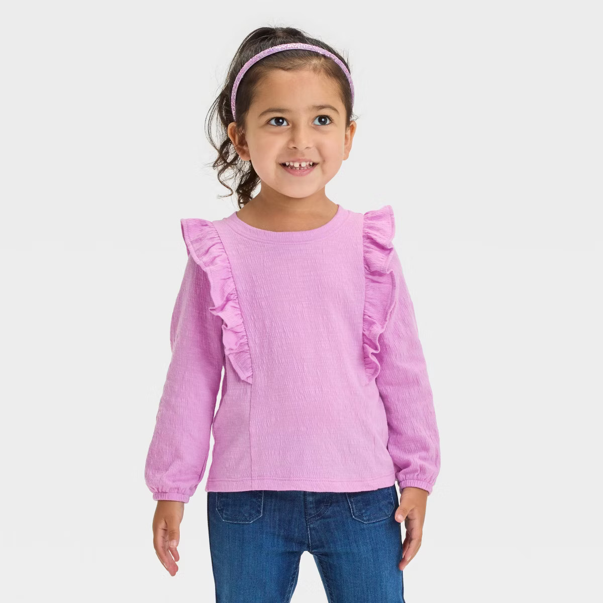 Toddler Girls' Pucker Knit Long Sleeve T-Shirt - Cat & Jack™ | Target