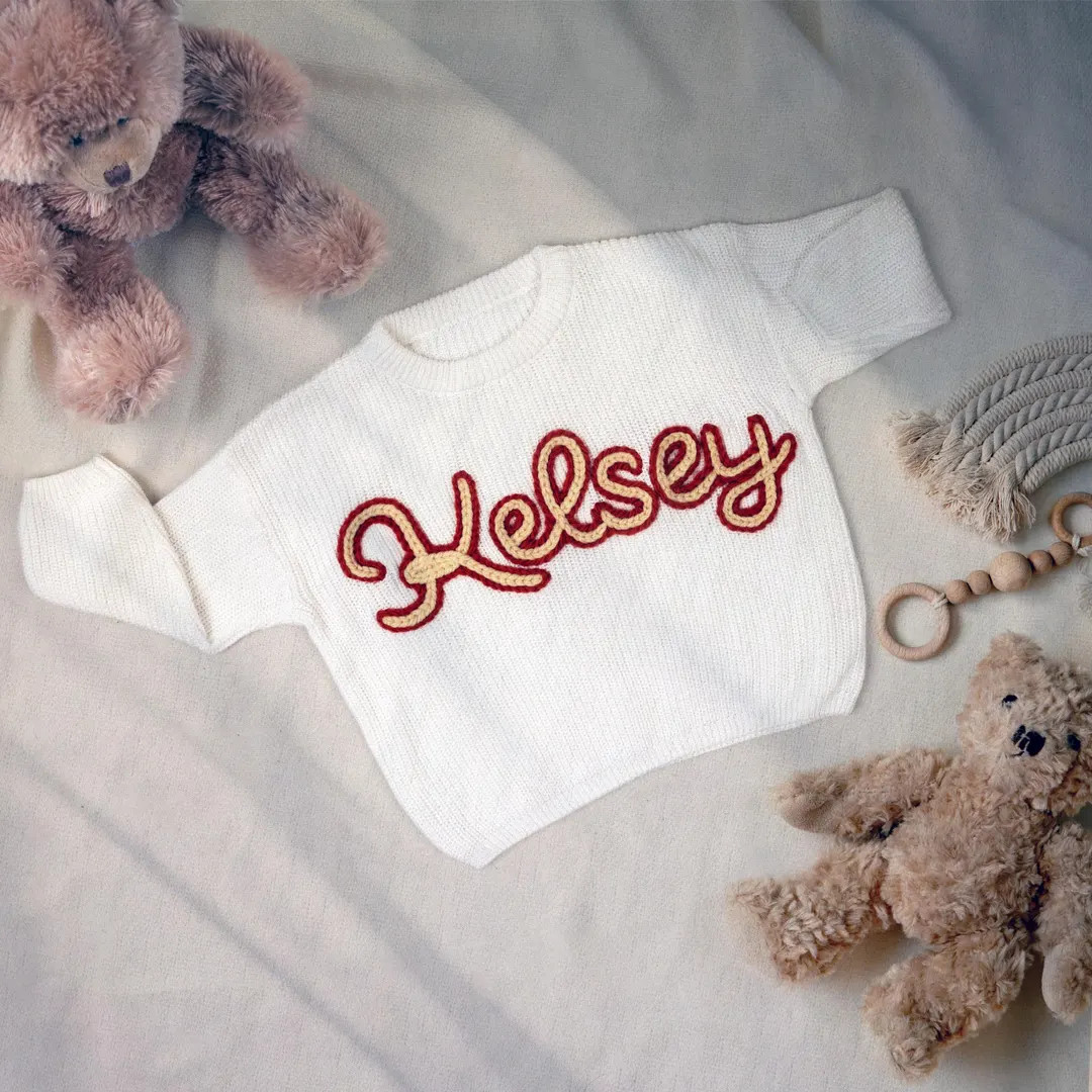 Personalized Hand-embroidered Baby Name Sweater - Etsy | Etsy (US)