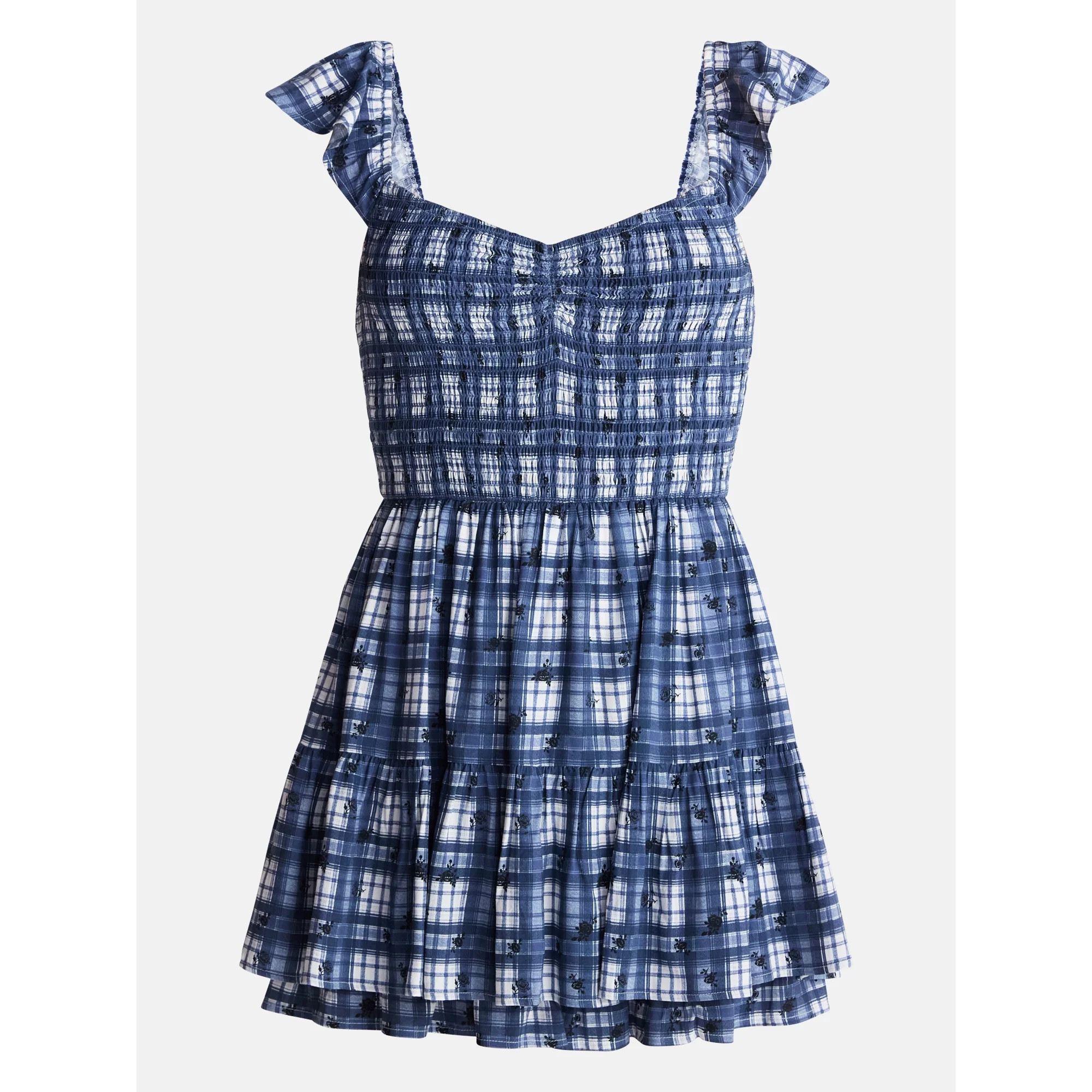 No Boundaries Smocked Romper with Flutter Sleeves, Women’s XXS-XXL | Walmart (US)