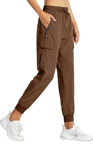 Libin Women's Cargo Joggers Lightweight Quick Dry Hiking Pants Athletic Lounge Casual Travel, Dark Brown S | Amazon (US)
