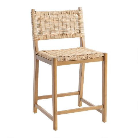 Amolea Vintage Acorn and Rattan Counter Stool | World Market