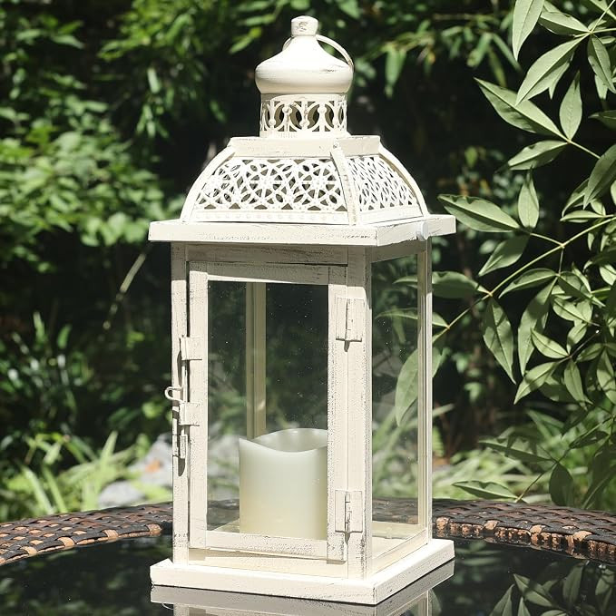 Lantern Decorative Indoor&Outdoor, 14.4'' Large Metal Candle Lanterns, Vintage Hanging Candle Hol... | Amazon (US)