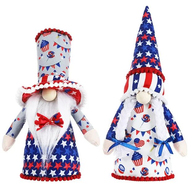 4th of July Decorations Patriotic Gnomes Decor 2 Pcs Memorial Day Gnome Plush Home Tiered Tray De... | Walmart (US)