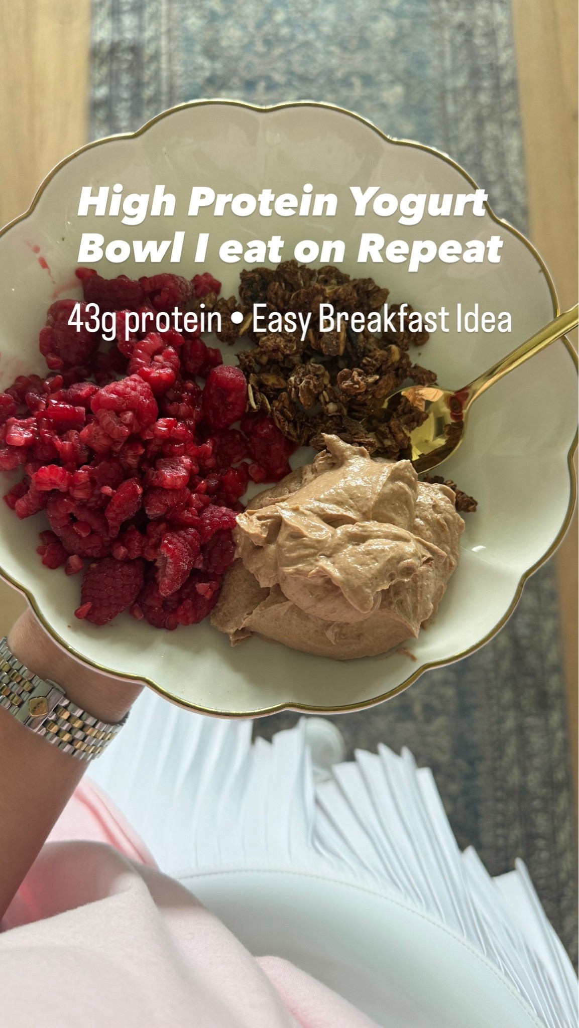 My favorite high-protein breakfast lately. This yogurt bowl has 43g of protein and keeps me full for hours. I mix yogurt, protein smoothie powder, and PB2, then top it with raspberries (high in fiber) and protein granola. It takes just a few minutes to make and is perfect for busy mornings when I need something quick, filling, and packed with protein. Save this easy breakfast idea for later and follow me on LTK for daily fashion, home decor, Amazon finds, and everyday lifestyle inspiration.

#LTKActive #LTKfoodie #LTKmorningroutine