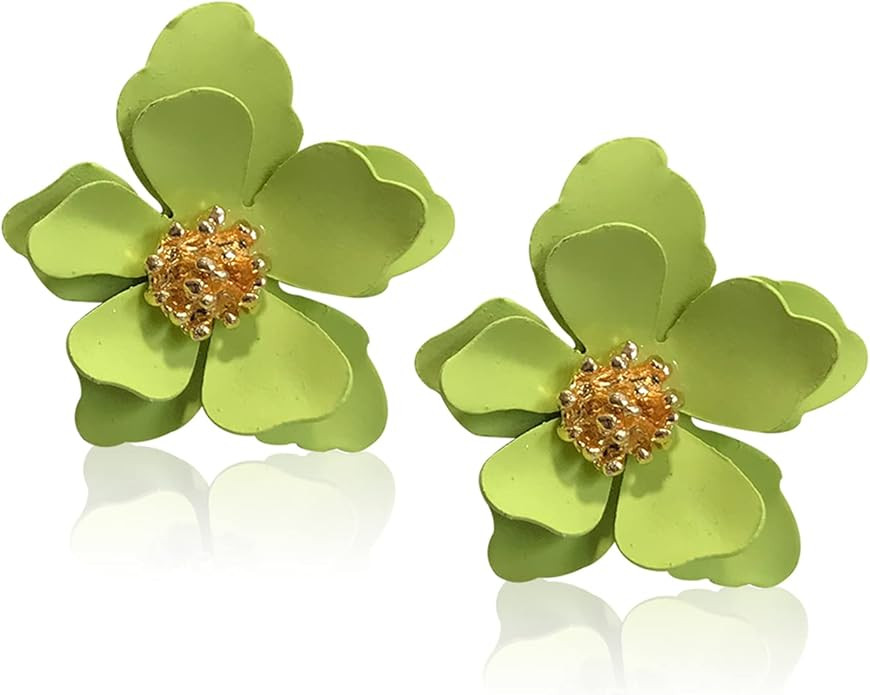 Boho Flower Stud Earrings with White Pearl - Daisy Dangle Drop Earrings with Gold Flower Bud | Amazon (US)