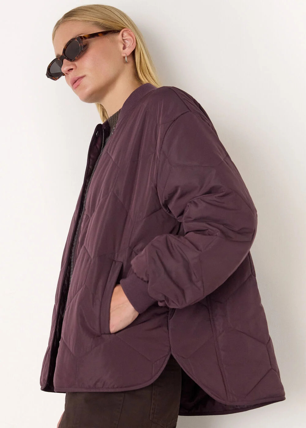 Burgundy Ida Short Quilted Coat | WHISTLES | Whistles UK | | Whistles
