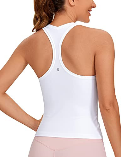 CRZ YOGA Butterluxe Racerback Workout Tank Tops for Women Sleeveless Gym Tops Athletic Yoga Shirts Camisole White Small | Amazon (US)