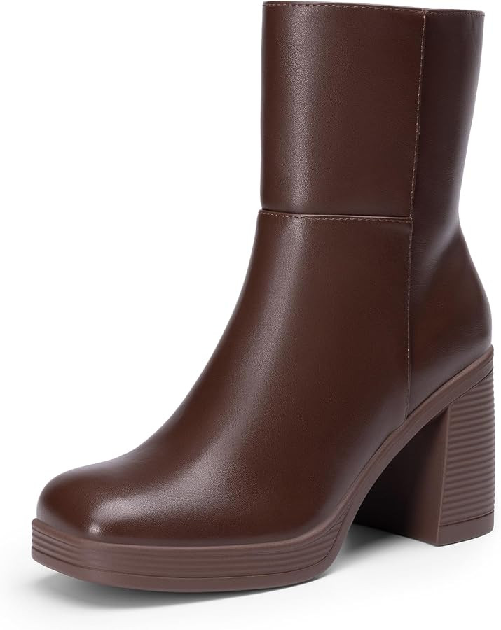 DREAM PAIRS Women's Platform Gogo Ankle Boots Chunky Shoes | Amazon (US)