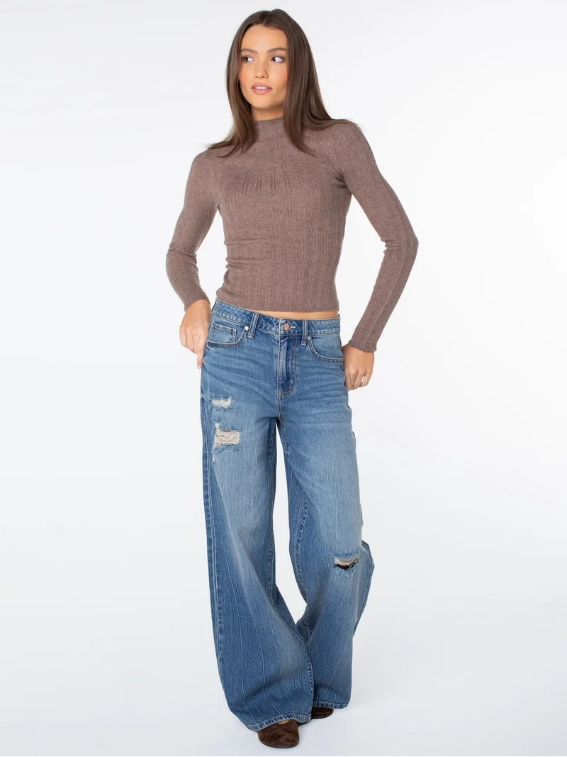 Celebrity Pink Women's and Women's Plus Relaxed High Rise Wide Leg Jeans, Sizes 1-24 | Walmart (US)