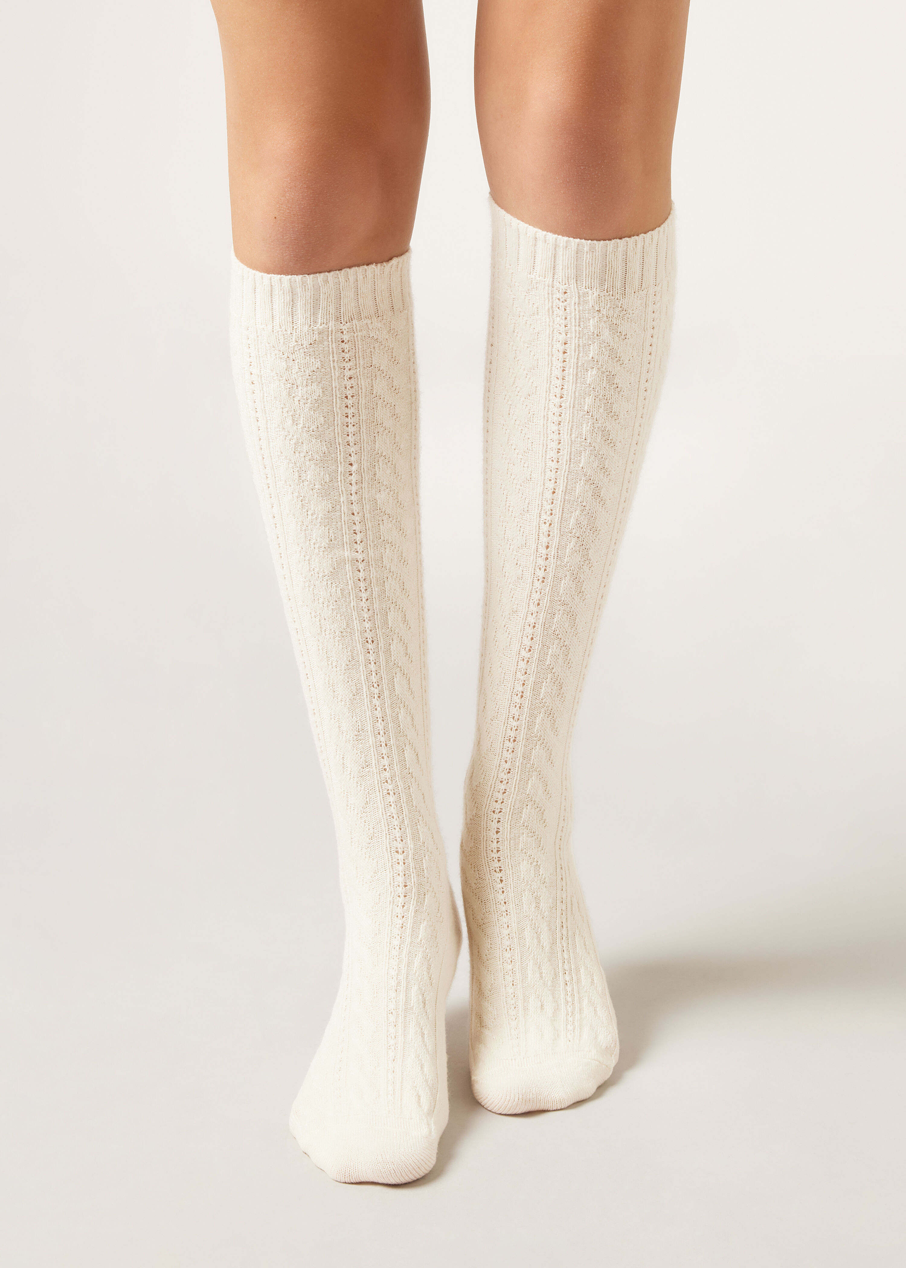Cable Knit Cashmere Long Socks | Calzedonia US