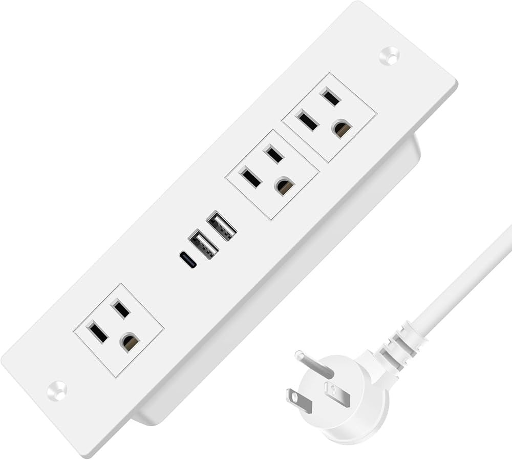 Recessed Power Strip, Furniture Drawer Outlet with 20W PD USB-C & 18W QC3.0 USB-A, Plug in 3 Outl... | Amazon (US)