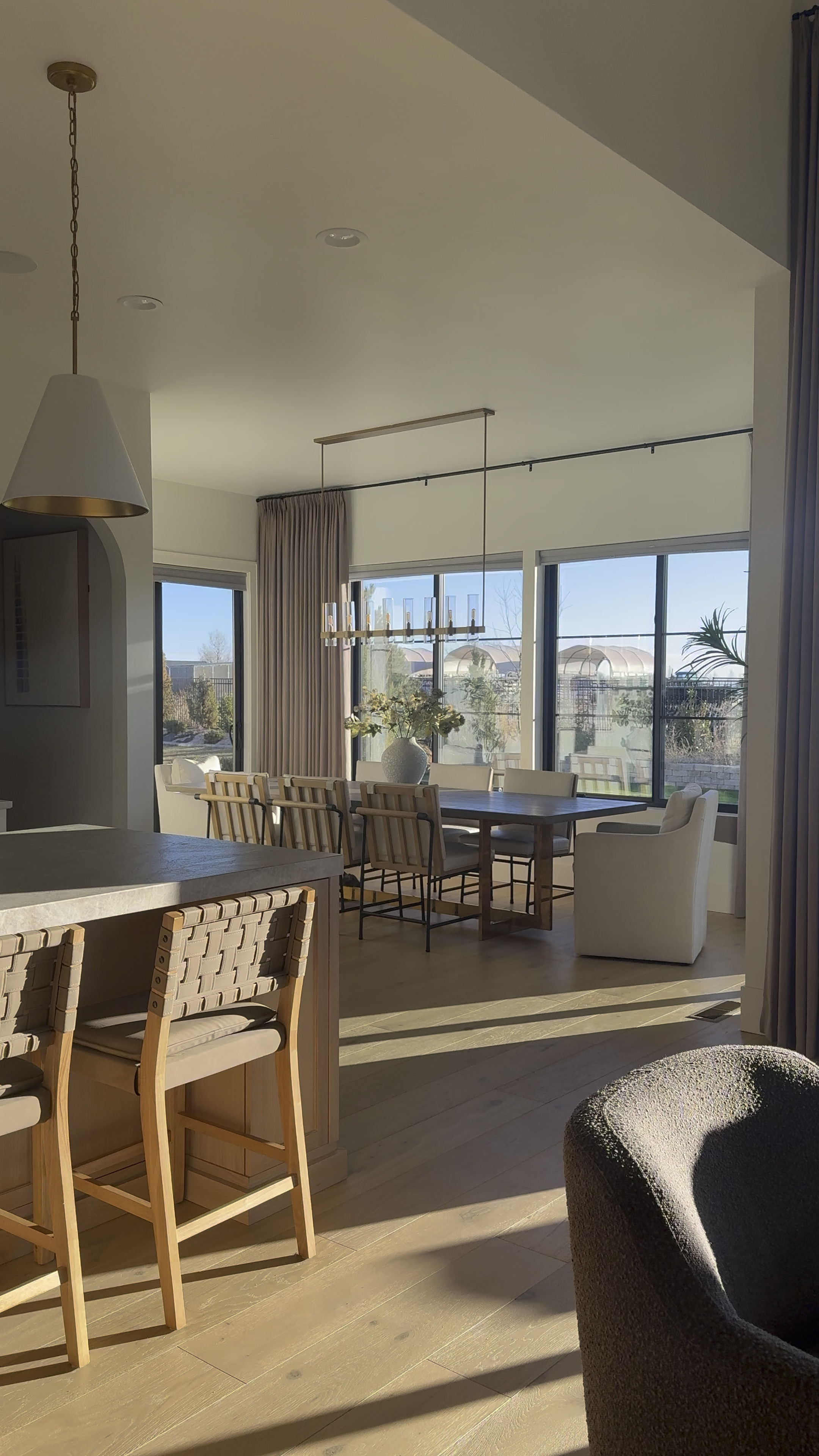 Shop this dining room moment featuring my new custom drapes by @twopages , my affordable Amazon dining chairs and the best RH dupe linear chandelier ! So good !!! 

#LTKHome #LTKStyleTip #LTKSaleAlert