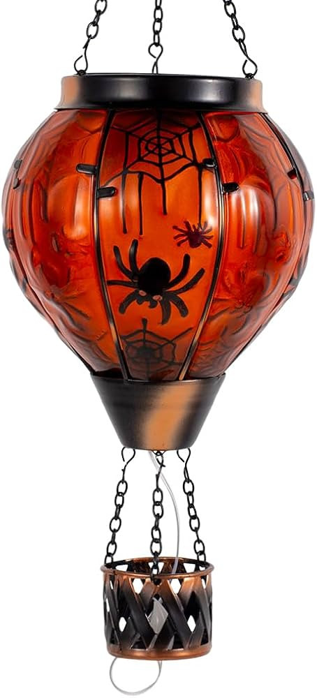 Solar Hot Air Balloon Lantern with Flame, Halloween Solar Lantern, Glass Spider Hot Air Balloon D... | Amazon (US)