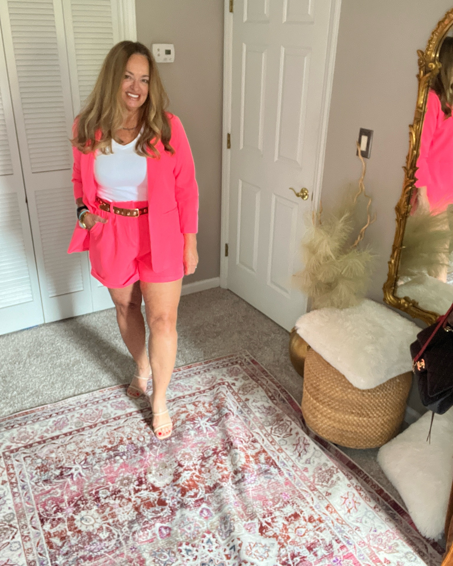 Pink suit short set.

#LTKOver40 #LTKMidsize #LTKSeasonal