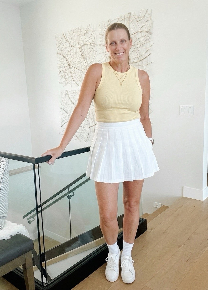 Perfect weekend look

Elevated tennis skirt look for everyday life
All fit TTS

activewear outfit, weekend outfit, style over 50, tennis skirt, butter yellow, affordable outfit

#LTKsummer #LTKfitness #LTKstyletip