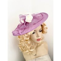 Fascinator Hat Lilac Lavender Purple Saucer Hatinator With Cream Flowers On Headband Handmade Wedding Hat | Etsy (US)