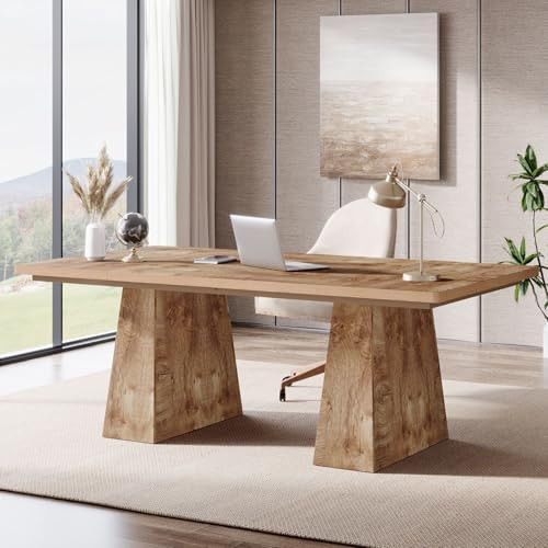 Tribesigns 63-Inch Executive Desk, Large Office Computer Desk with Double Pedestal, Modern Simple... | Amazon (US)