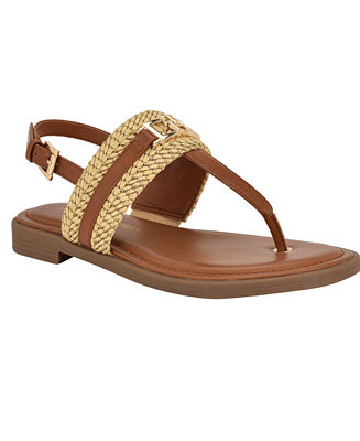 Tommy Hilfiger Women's Carree T-Strap Flat Sandals - Macy's | Macy's