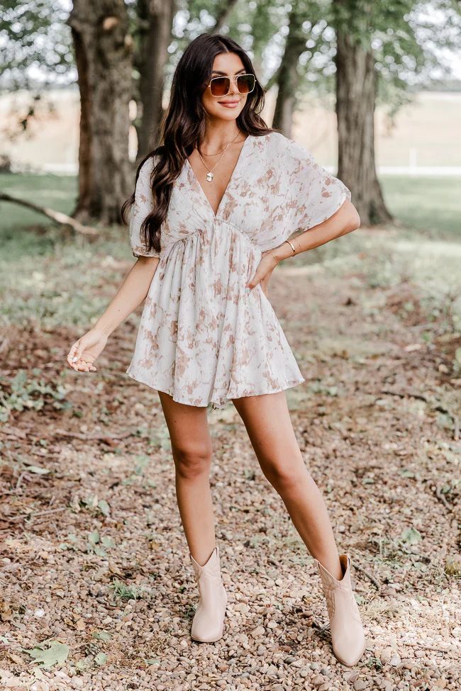 In The Past Textured Abstract Printed Romper | Pink Lily
