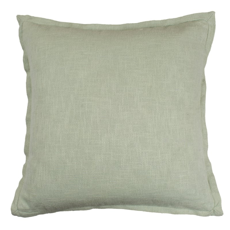 Solid Green Throw Pillow with Flange, 18" | At Home