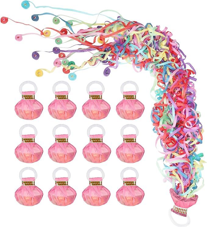 12Pack No Mess streamers,Romantic Colorful Hand Throw Streamers Poppers,No Mess Confetti Poppers ... | Amazon (US)