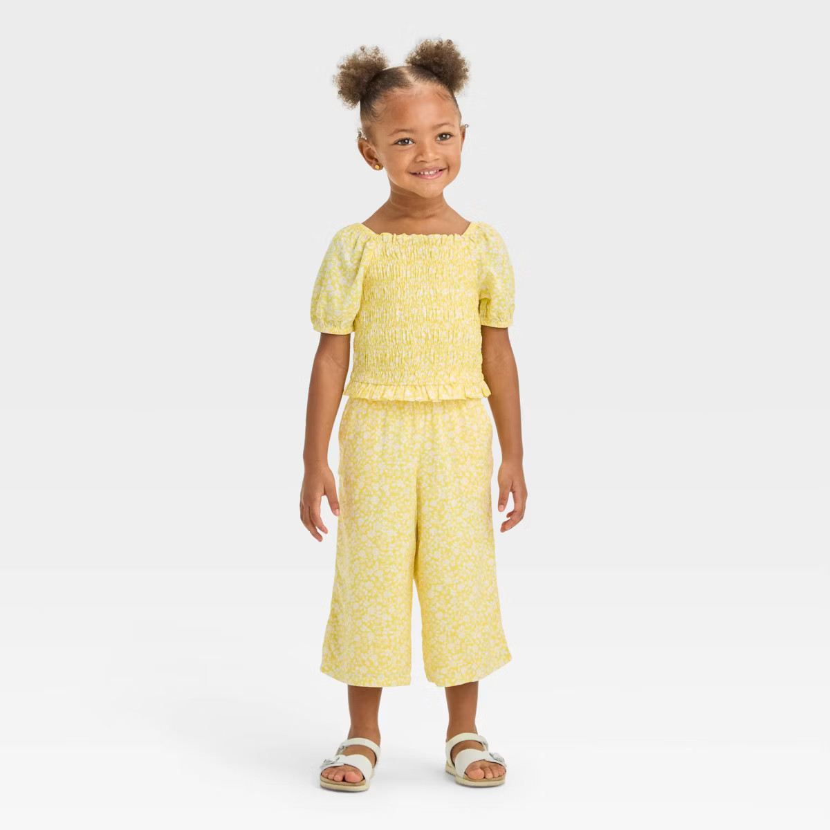 Toddler Girls' Floral Top & Bottom Set - Cat & Jack™ Yellow | Target