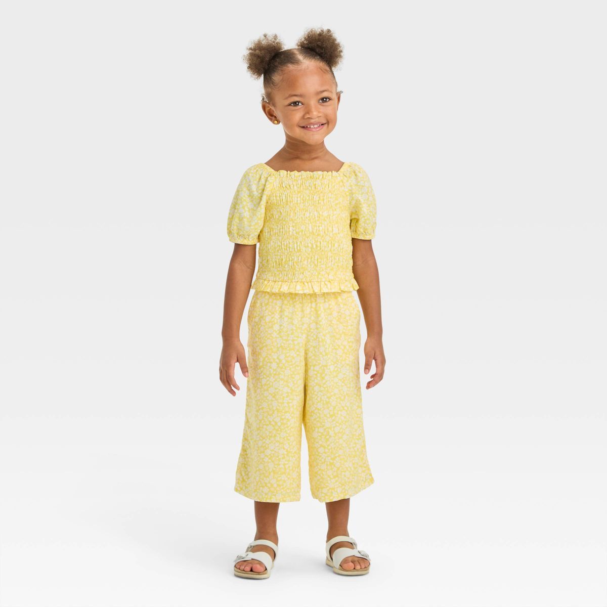 Toddler Girls' Floral Top & Bottom Set - Cat & Jack™ Yellow | Target