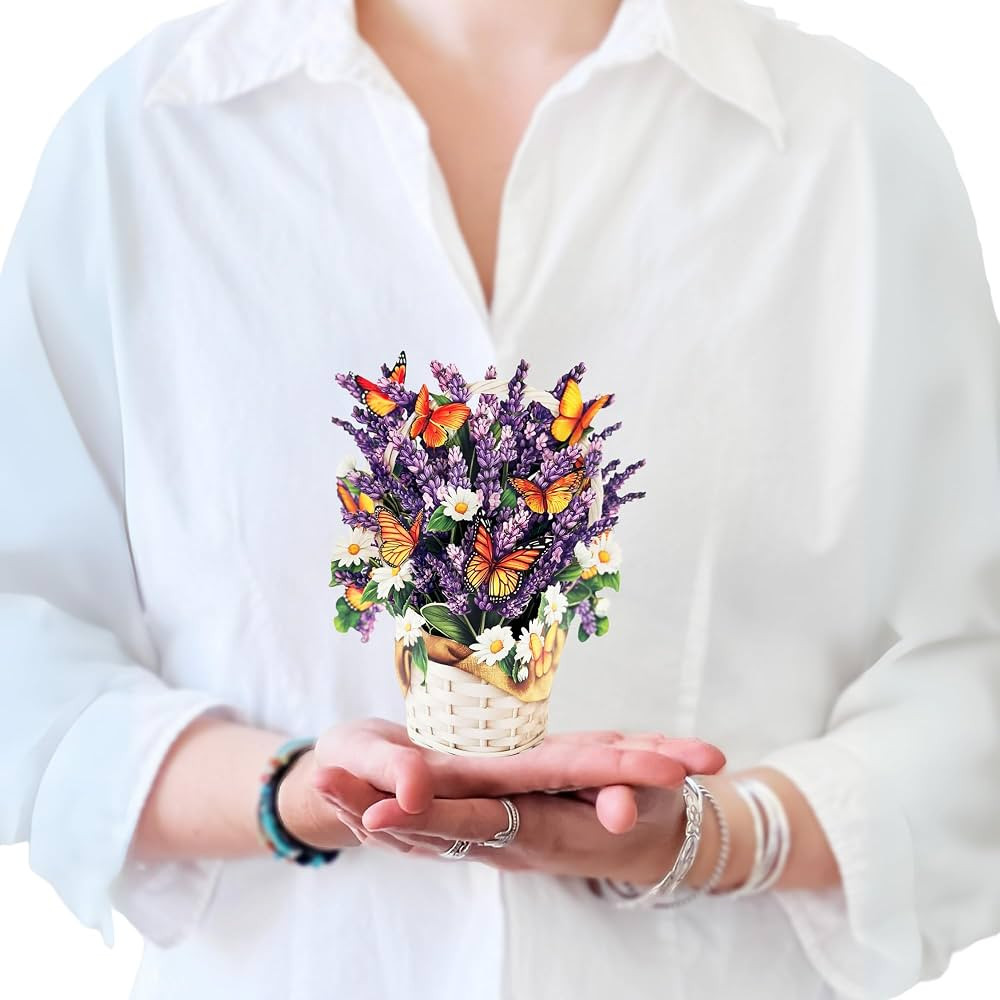 Freshcut Paper Pop Up Cards, Mini Lavender & Butterflies, 6 Inch Mini Sized Forever Flower Bouque... | Amazon (US)
