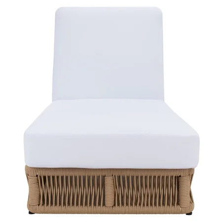 SAFAVIEH Gillian Outdoor Patio Sunlounger, Tan/White | Walmart (US)