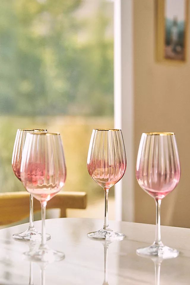 Waterfall Wine Glasses, Set of 4 | Anthropologie (US)