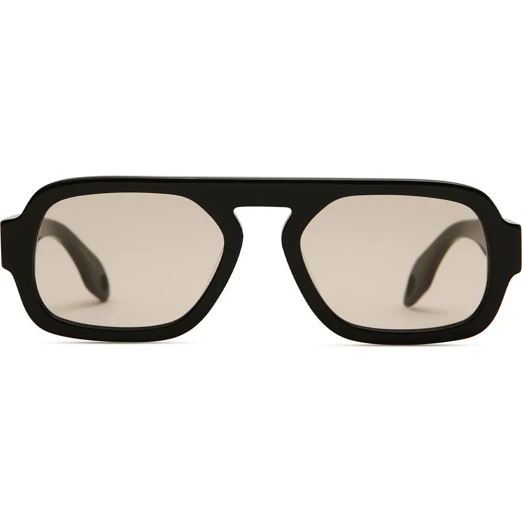 Elisa Johnson Jane Mini 52mm Aviator Sunglasses in Gloss Black at Nordstrom | Nordstrom