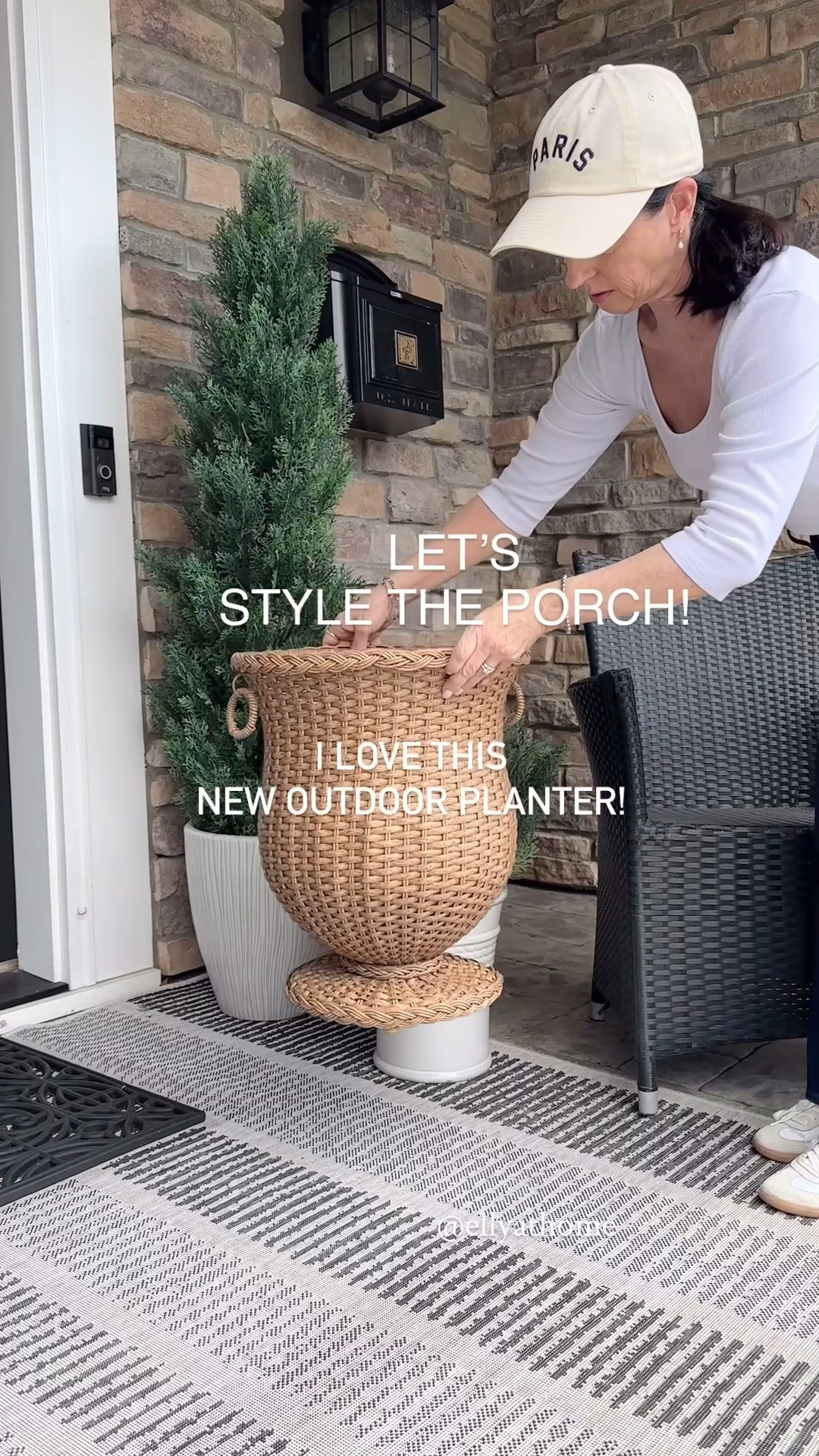 Spring/summer porch styling! I love these new outdoor resin rattan planters, outdoor faux geraniums, hanging baskets, outdoor pillows on sale. Hydrangeas wreath, cypress trees, small bush, my favorite jeans & cap and more porch, patio finds! Target, Amazon. 

#LTKSaleAlert #LTKHome