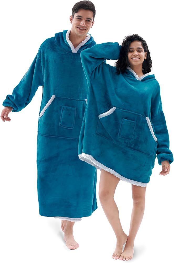 Adisputent Blanket Hoodie Women Men Kids Fleece Fluffy Snuggle Oversized Wearable Blanket | Amazon (US)