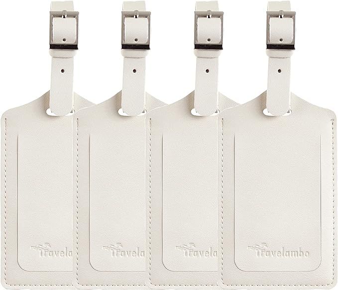 Travelambo 4 Pack Leather Luggage Tags for Suitcases Travel Tags | Amazon (US)