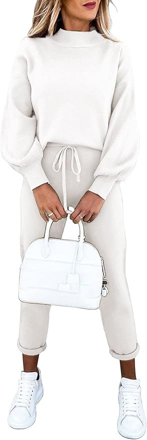 Fixmatti Women's 2 Piece Outfits Long Sleeve Pullover Sweatshirt Jogger Pants Sweatsuit | Amazon (US)