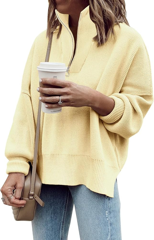 Imily Bela Womens Tunic Sweater Fall Long Sleeve 1/4 Zip Pullover Sweaters Oversized Slouchy Ribb... | Amazon (US)