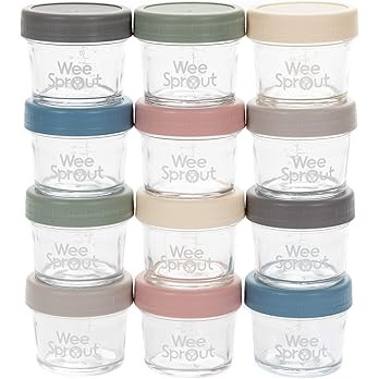 WeeSprout Glass Baby Food Storage Jars - 12 Set, 4 oz Baby Food Jars with Plastic Lids, Freezer S... | Amazon (US)